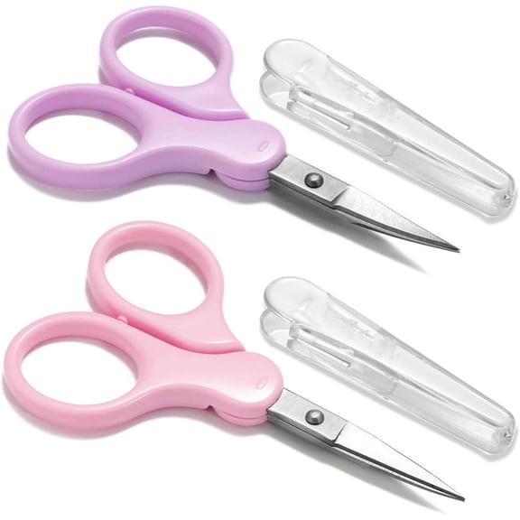 3.5" Sharp Small Craft Scissors all Purpose, Precision Straight and Curved Fine Tips for Thread Yarn Fabric Cutting, Mini Scissors with Protective Cover, Ideal for Sewing, Embroidery, Beauty, Crochet