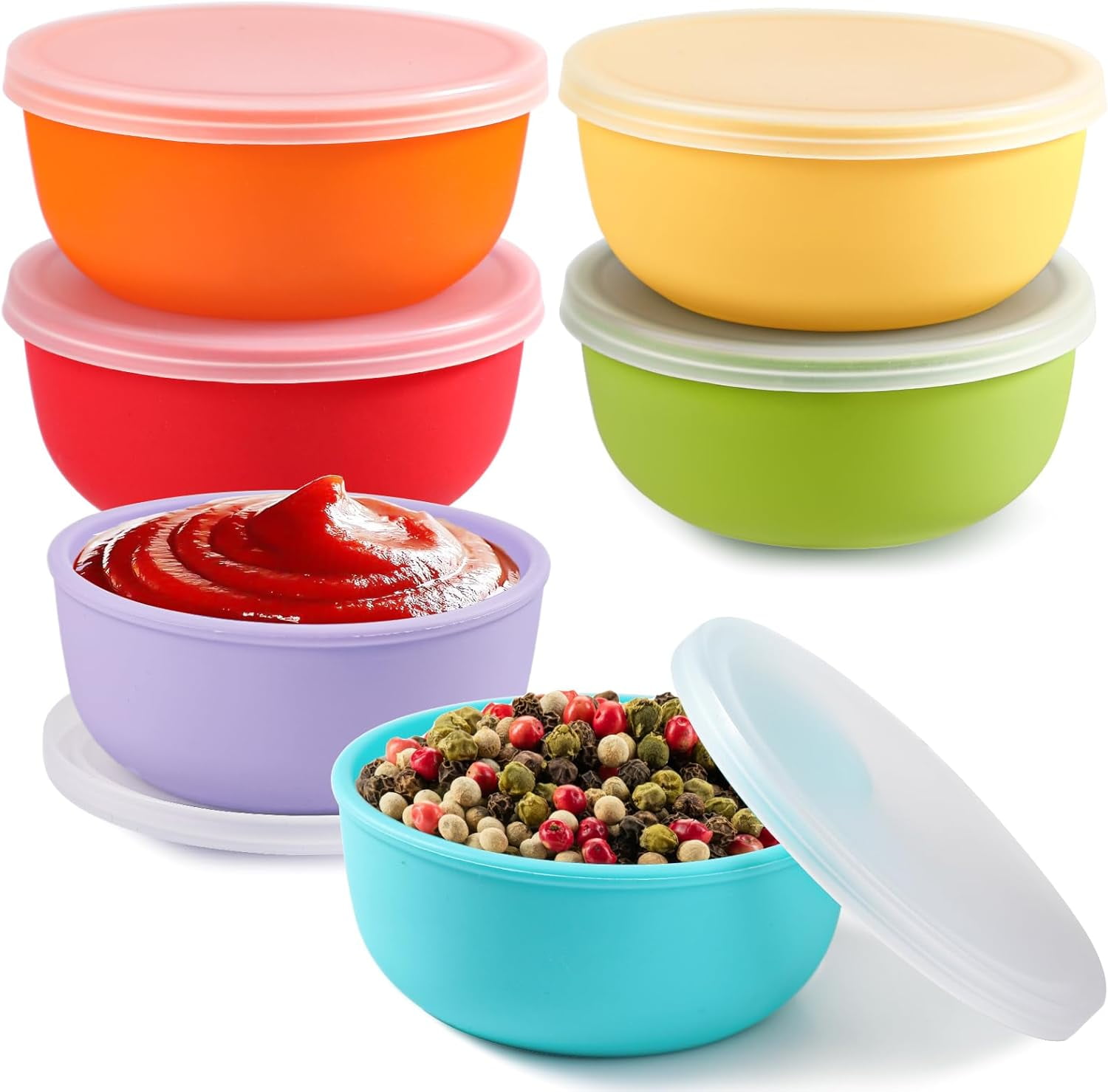 3.5" Silicone Pinch Bowls for Cooking Prep, 4oz Small Dipping Bowls ...