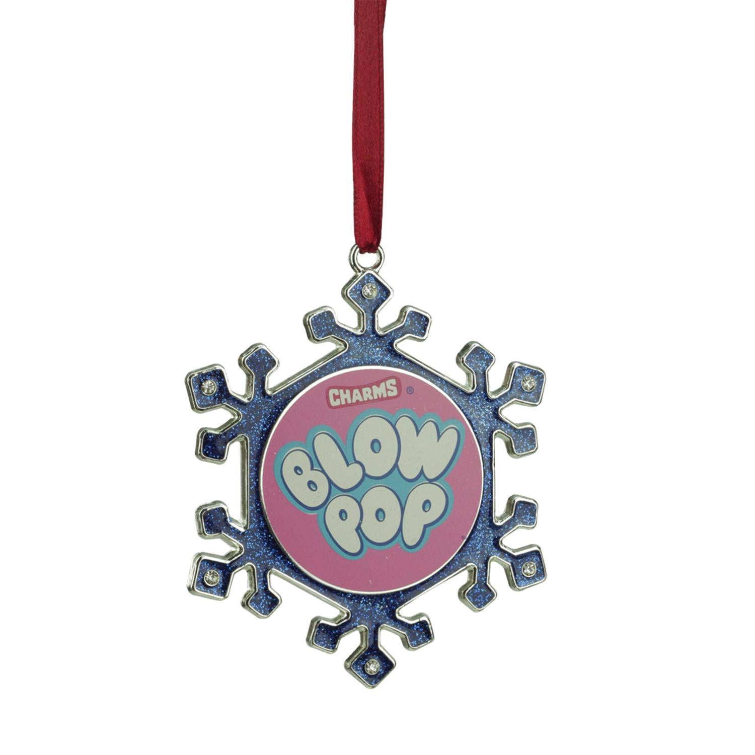 3.5" silver plated snowflake blow pop candy logo christmas ornament with european crystals