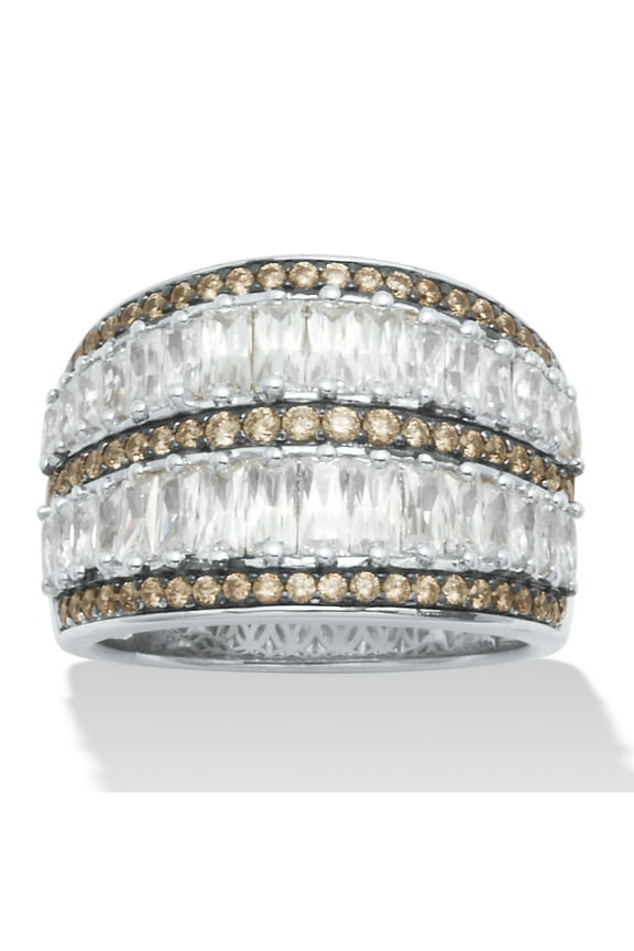 3.5 TCW Antiqued Dome Two-Tone Cubic Zirconia Cocktail Ring