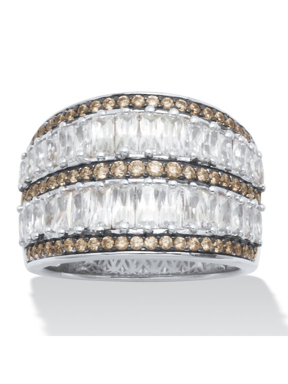 3.5 TCW Antiqued Dome Two-Tone Cubic Zirconia Cocktail Ring
