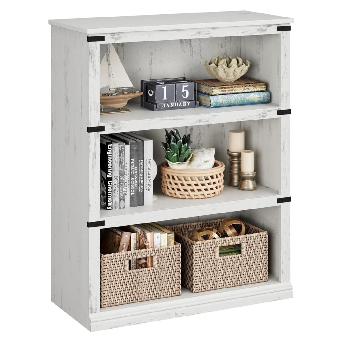 3/5-Tier Bookshelves and Bookcases Farmhouse Book Shelf with Storage Open Display Bookshelves 40/67.4" Tall Book Case Floor Standing Home Decor Furniture for Home Office Living Room Bed Room