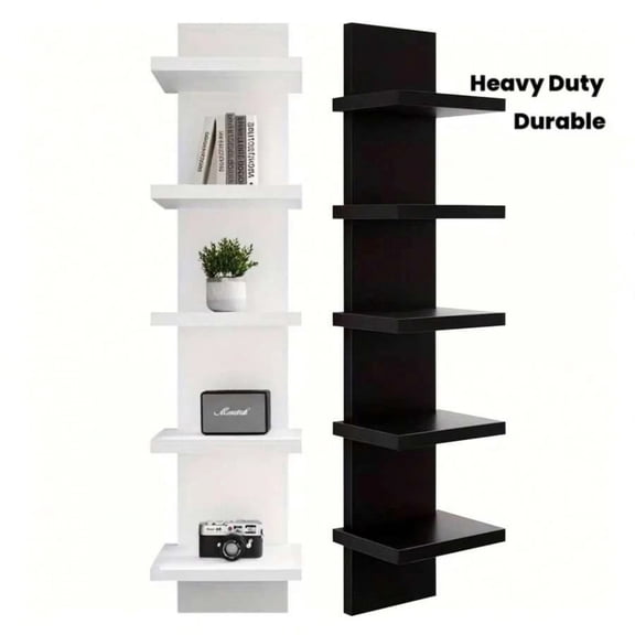 3/5-Tier Floating Wall Shelf Unit - Modern Minimalist Design, Versatile Storage & Display Rack for Books, Shoes, Vanity in Bedroom, Living Room & Office