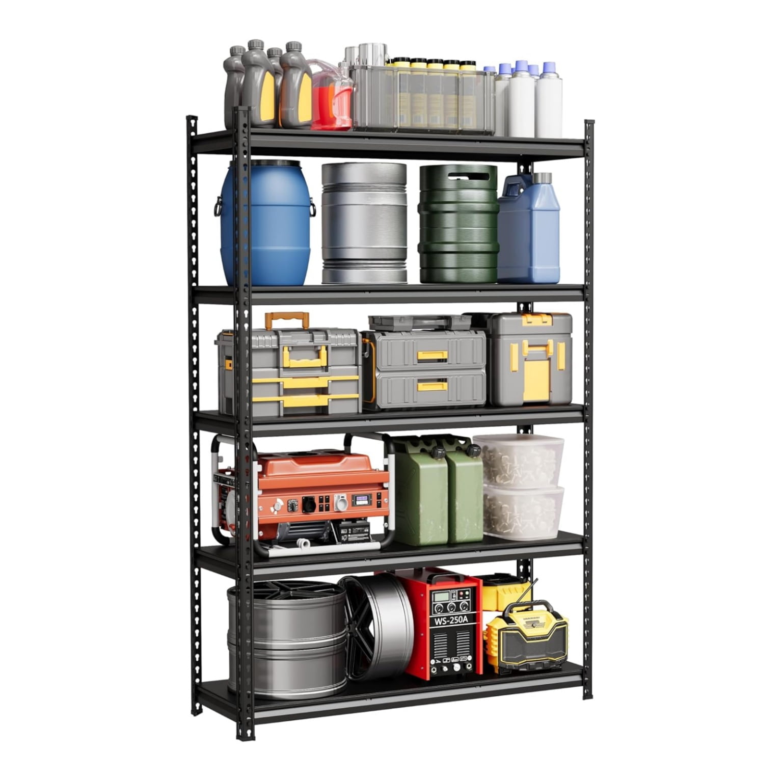 Enclosed Storage Rack 3/5-Tier Garage Shelving Unit, Adjustable Steel Utility Storage Rack ...
