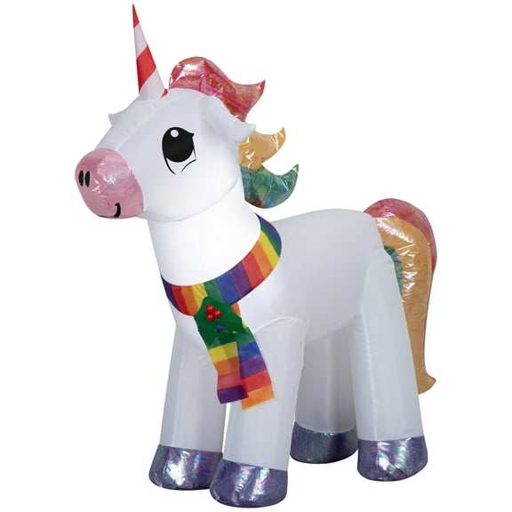 3.5 ft Colorful Unicorn Christmas Airblown Yard Inflatable, Multicolor, by Holiday Time