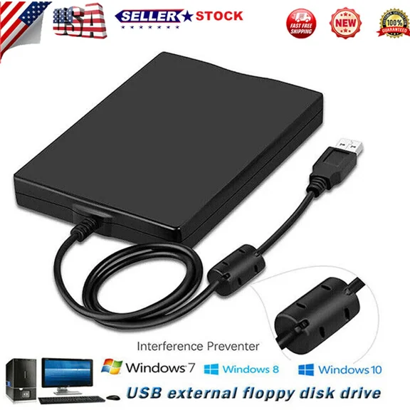 3.5 USB 2.0 Data External Floppy Disk Drive 1.44MB For Laptop PC Win 7/8/10/11