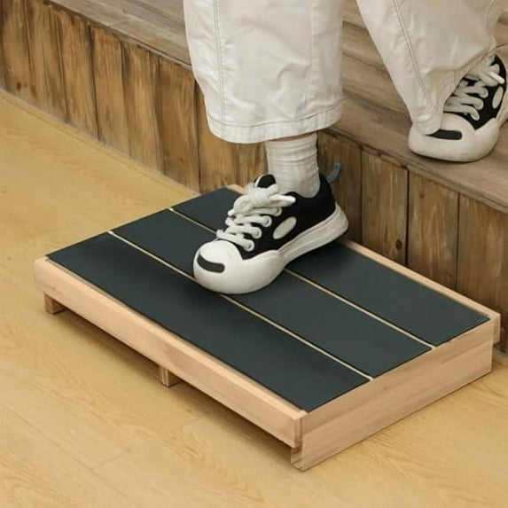 3.5" Wooden Step Stool (24" platform): Non-slip rubber surface; mobility aid for adults/elderly (bedroom/bathroom/kitchen/garden).