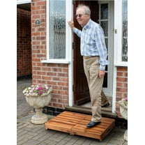 One  Step Stool for Elderly - Acacia Wood High Riser Step Stool for Adults Kid - Wooden Mobility Stepping Stools 400 Lbs Load Capacity for Bathroom Aid Handicap, Bed,Kitchen,Garden