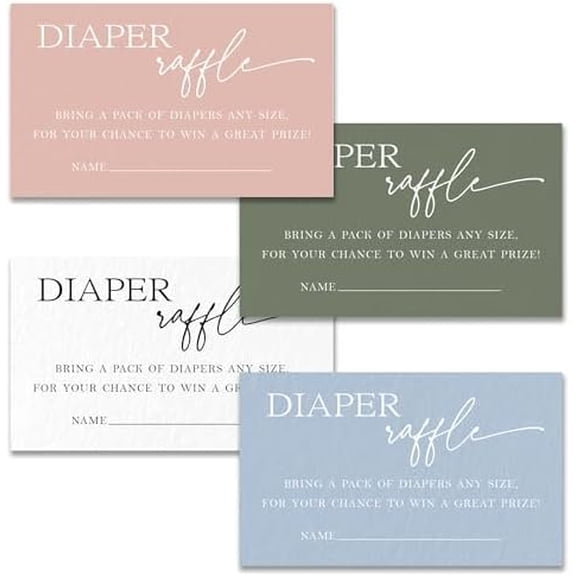 3.5 X 2.1 Inches Baby Shower Diaper Raffle Tickets, 15 Pieces Of Each Of Four Colors Tickets For Girl Or Boy Baby Shower Invitations, Gender Reveal Game, Baby Shower Activity Supplies(60 Pcs)- A05