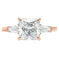 thumbnail image 1 of 3.5 ct Asscher Cut Genuine Cultured Diamond VS1-VS2 G-H 18K Rose Gold Three-Stone Promise Wedding Statement Engagement Designer Ring size 8, 1 of 7