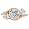 thumbnail image 1 of 3.5 ct Brilliant Round Cut Real Genuine Natural Diamond SI1-SI2 G-H 18K Rose Gold Three-Stone Promise Wedding Statement Engagement Designer Ring W/ Crystal side stones size 7, 1 of 7