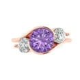 thumbnail image 1 of Three-Stone Engagement Ring for Women - 3.5ct Simulated Alexandrite in 14K Rose Gold Promise Ring, 1 of 6