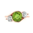 thumbnail image 1 of Three-Stone Engagement Ring for Women - 3.5ct Natural Peridot in 14K Rose Gold Promise Ring, 1 of 6