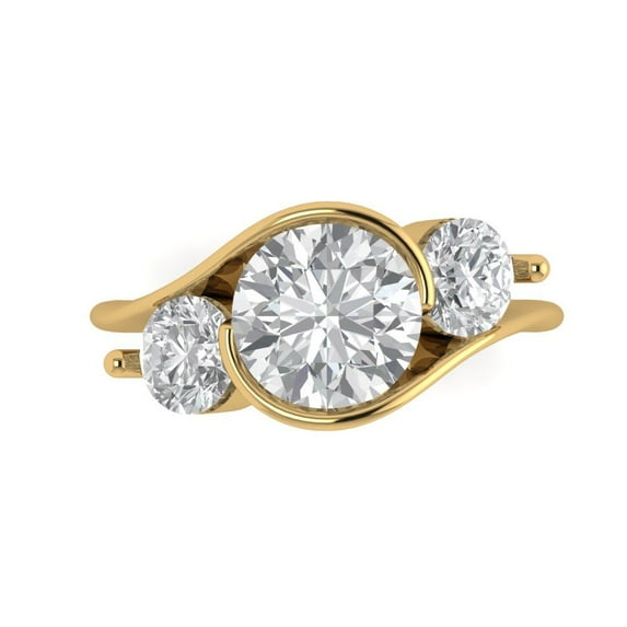 Three-Stone Engagement Ring for Women - 3.5ct White Sapphire in 14K Yellow Gold Promise Ring