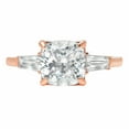 thumbnail image 1 of 3.5 ct Cushion Cut Genuine Cultured Diamond SI1-SI2 I-J 14K Rose Gold Three-Stone Promise Wedding Statement Engagement Designer Ring W/ Crystal side stones size 5.5, 1 of 7