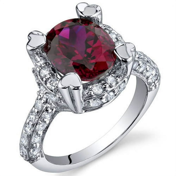 3.5 ct Oval Shape Red Created Ruby and Cubic Zirconia Ring 3.5 ct Oval Shape Red Created Ruby and Cubic Zirconia Ring