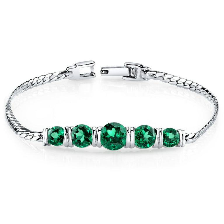 3.5 ct Round Simulated Emerald Tennis Bracelet in Sterling Silver