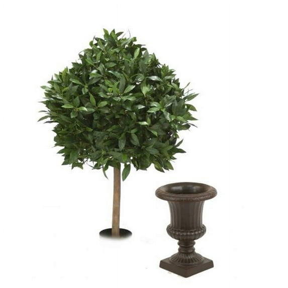 3.5 ft. Sweet Bay Single Ball Topiary in Large Rust Fiberglas Classic Urn