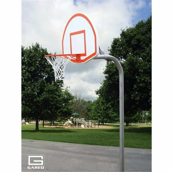 3.5 in. O.D. 1750B 39WO Goal Front Mount Gooseneck Post with Braces Backboard