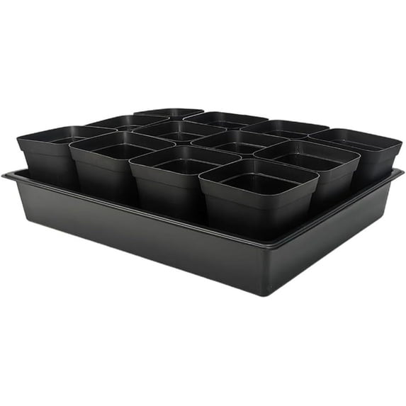 3.5 inch (9CM) Square Nursery Pots 60pcs, Sturdy Seedlings Trays 5 Pcs ...