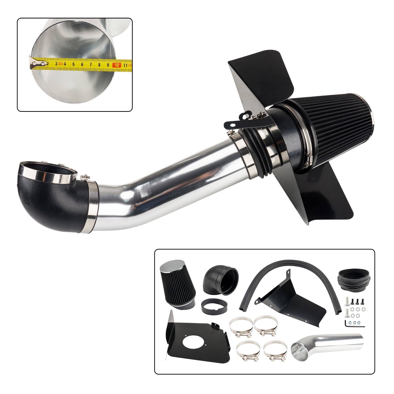3.5 inch Cold Air Intake System Kit & Heat Shield Replacement for 2007-2008 Silverado1500 4.8L/5.3L/6.0L V8,07-08 Tahoe,Suburban 1500 ,Sierra 1500