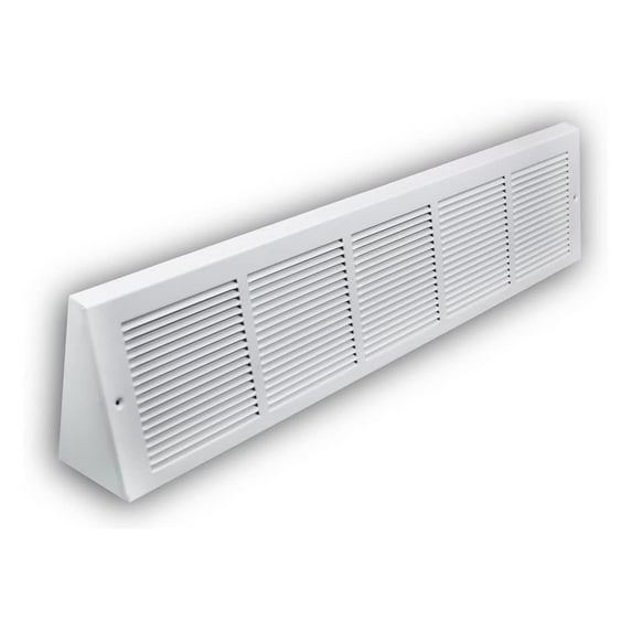 Stamped Steel Baseboard Grill - 30x6 Air Vent - White Triangular Design