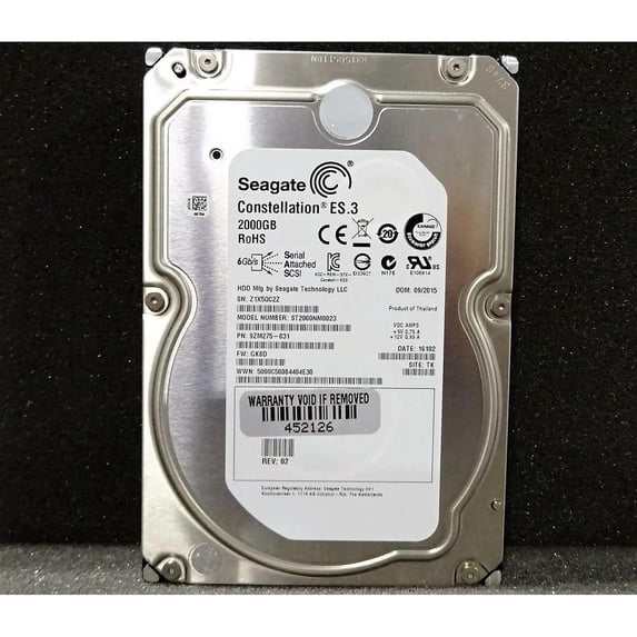 3.5-inch SAS 6Gbps Server HDD 2TB 7200RPM Seagate ST2000NM0023