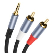 3.5 mm to Dual RCA Male Stereo Audio Cable, Heavy Duty RCA Cable Gold Plated Copper Shell 3.5mm Male to 2 RCA Male Cable for Smartphone/MP3 Player/Tablet,,3M