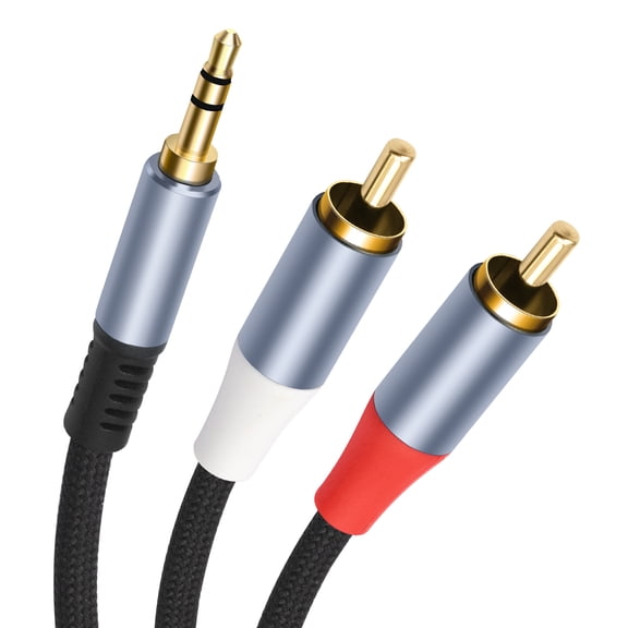 3.5 mm to Dual RCA Male Stereo Audio Cable, Heavy Duty RCA Cable Gold Plated Copper Shell 3.5mm Male to 2 RCA Male Cable for Smartphone/MP3 Player/Tablet,,5M