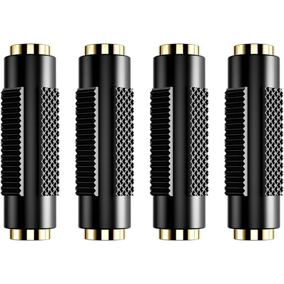 3.5 mm Female to Female Adapter, 3.5mm Stereo Jack to 3.5mm Stereo Jack Adapter Connectors Stereo Coupler Female to Female Gold Plated -4pack