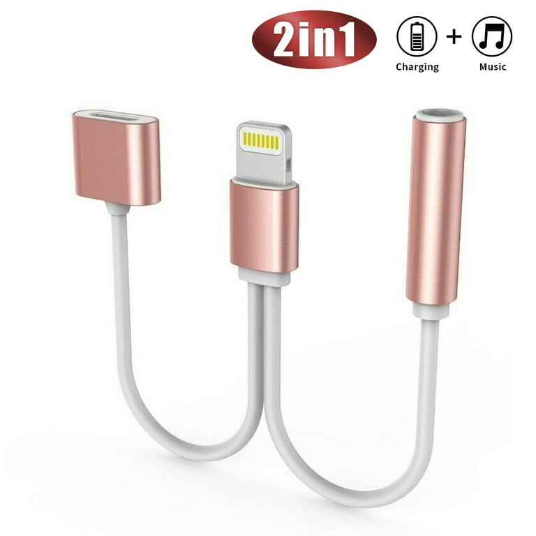 mm Headphone Jack Charger Cable for iPhone Adapter, in