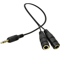 3.5 mm Headphone Jack to Two 3.5 mm Speaker and Headphone AUX Audio Cable Splitter, Black