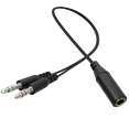 thumbnail image 1 of 3.5 mm Headphone Jack to Two Microphone and Headphone 3.5 mm AUX Audio Cable Splitter, Smartphone Headset to PC Adapter, Black, 1 of 5