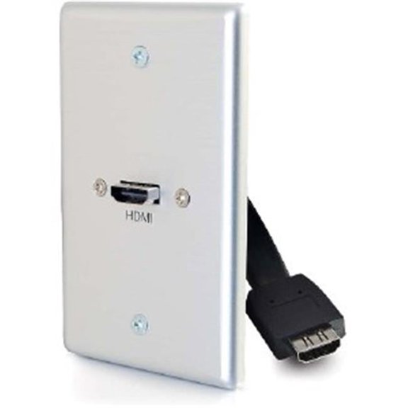 3.5 mm Single Gang Wall Plate with HDMI Pigtail Aluminum