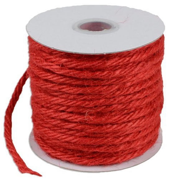 3.5"mm X 25 Yards Burlap Jute Rope Twine - Choose From 8 Colors (Red)