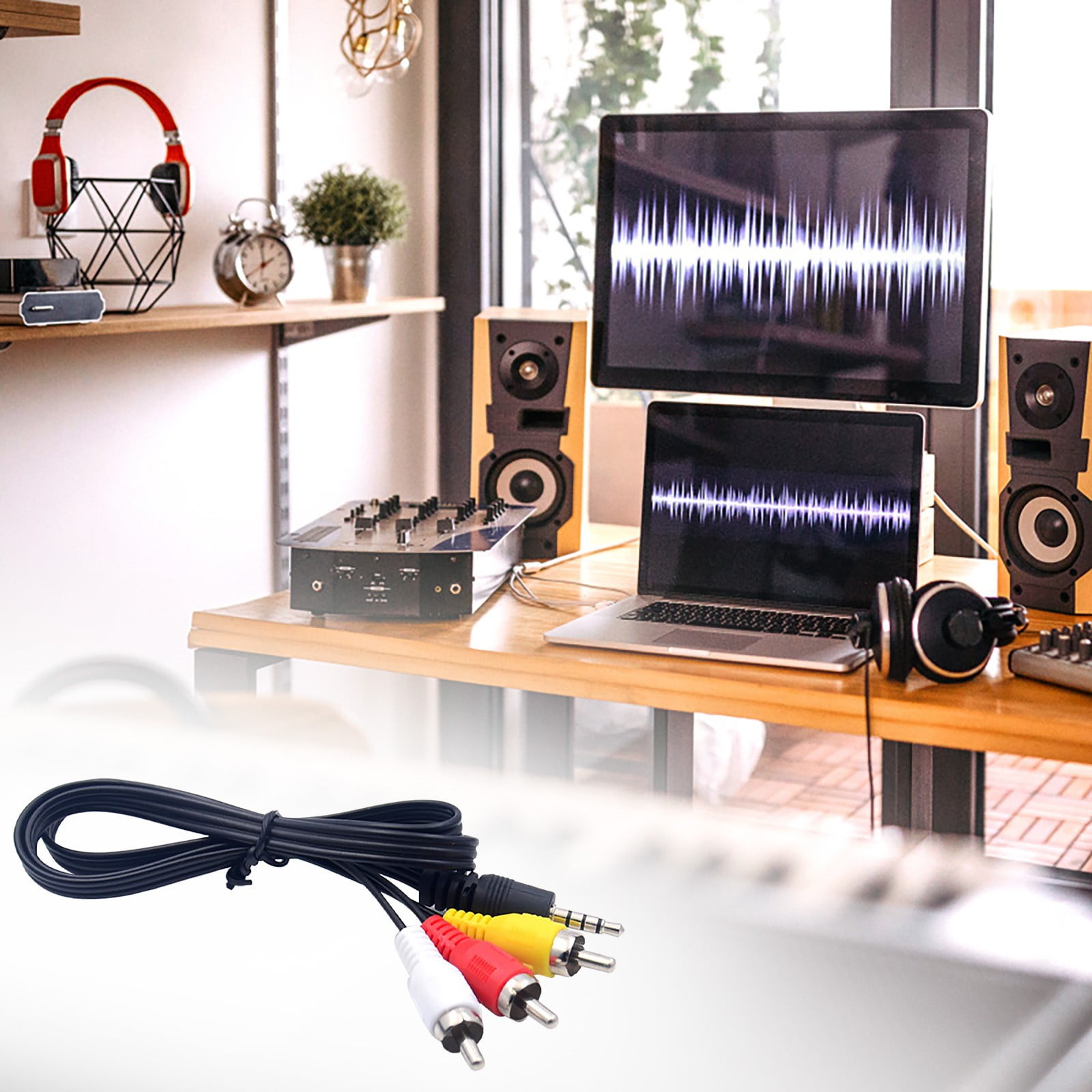 3.5 mm to RCA Camcorder Video Cable 3 RCA to 3.5mm AV Input Cord ...