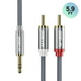 thumbnail image 1 of 3.5 to 2RCA Cable 5.9ft SGEYR Y Splitter Male Stereo Audio Adapter Coaxial Headphone Jack Auxiliary Cord, 1 of 7