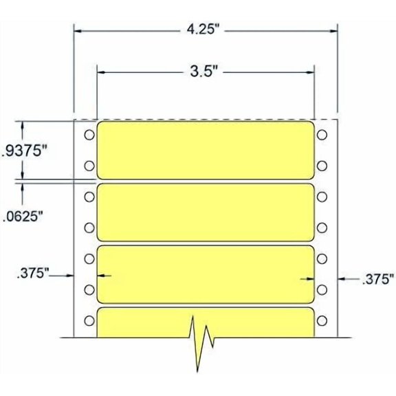 3.5" x 0.9375" One Across Yellow pinfeed Address Labels (5000 Labels Per Carton)$$Office