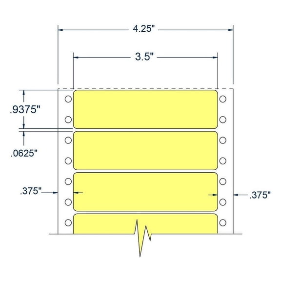 3.5" x 0.9375" One Across Yellow pinfeed Address Labels (5000 Labels Per Carton)