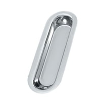 3.5 x 1.25 x 0.31 in. Oblong Flush Pull, Bright Chrome - Solid