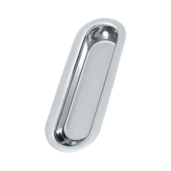 3.5 x 1.25 x 0.31 in. Oblong Flush Pull, Bright Chrome - Solid