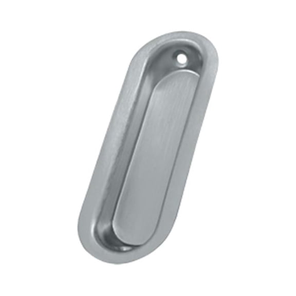 3.5 x 1.25 x 0.31 in. Oblong Flush Pull, Satin Chrome - Solid