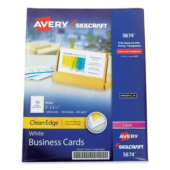 3.5 x 2 in. Clean Edge Laser Business Card  White