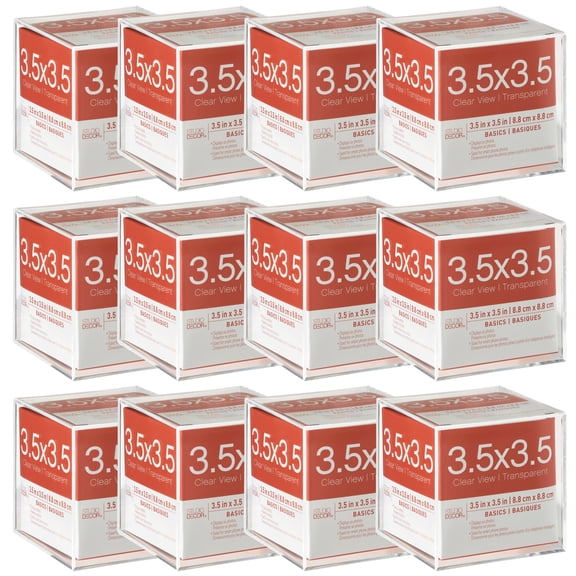 Studio Decor 3.5" x 3.5" Acrylic Photo Cube Basics - Holds 6 Images for Home, Office, & Classroom - Bulk 12 Pack