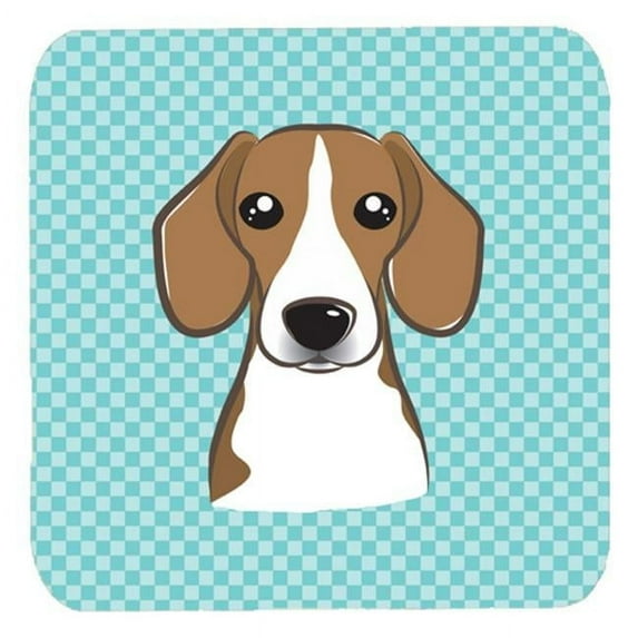 3.5 x 3.5 In. Checkerboard Blue Beagle Foam Coasters, Set Of 4