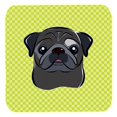 thumbnail image 1 of 3.5 x 3.5 In. Checkerboard Lime Green Black Pug Foam Coasters, Set Of 4, 1 of 1
