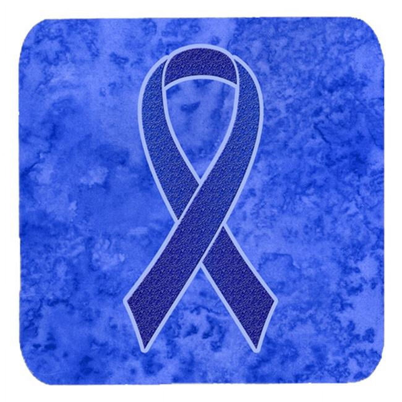 3.5 x 3.5 In. Dark Blue Ribbon for Colon Cancer Awareness Foam Coasters ...