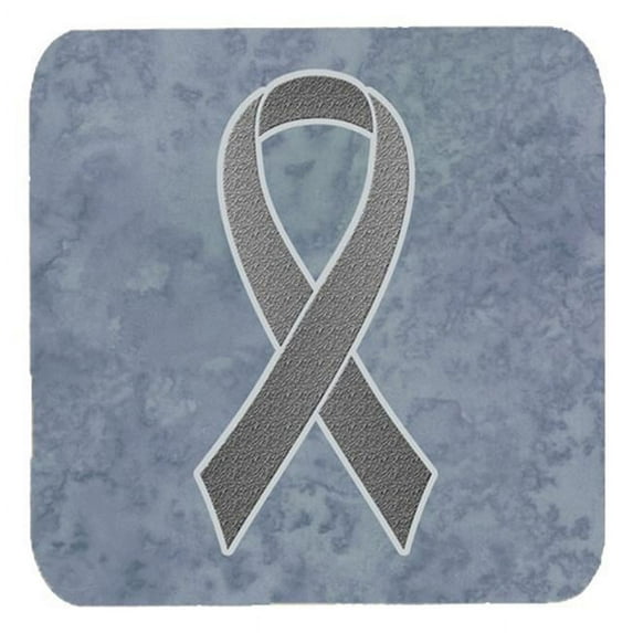 3.5 x 3.5 In. Grey Ribbon for Brain Cancer Awareness Foam Coasters, Set of 4