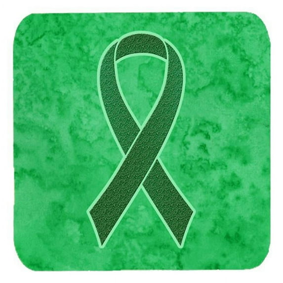 3.5 x 3.5 In. Kelly Green Ribbon for Kidney Cancer Awareness Foam Coasters, Set of 4