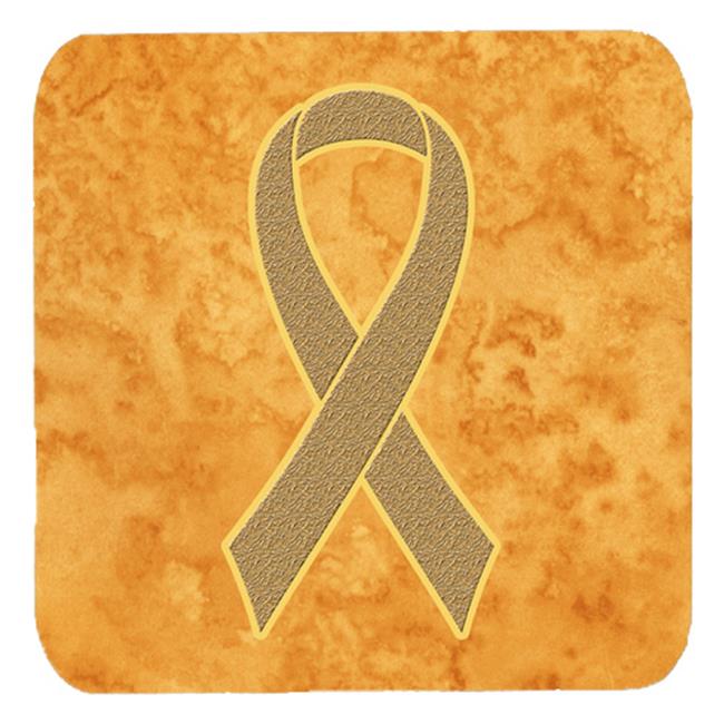 3.5 x 3.5 In. Peach Ribbon for Uterine Cancer Awareness Foam Coasters ...